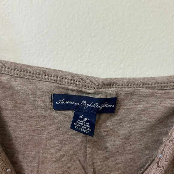 American Eagle Women Sz Large Brown Lace Babydoll Cami Tank Top Y2K Preppy Fairy - Picture 4 of 6